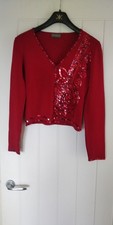 Beautiful Red cardigan Embellished With Sequins Made By press And Bastyn Size 8