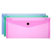 3 Pack A6 Plastic Expanding File Folders w/ Snap Closure Green/Blue/Red