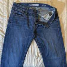 BKE Jeans Mens 33L Dark Wash Carter Bootleg Low Rise Stretch Denim Thick Stitch