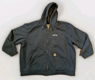 Carhartt Rain Defender Hoodie Mens 3XL Black Full Zip Workwear Heavyweight