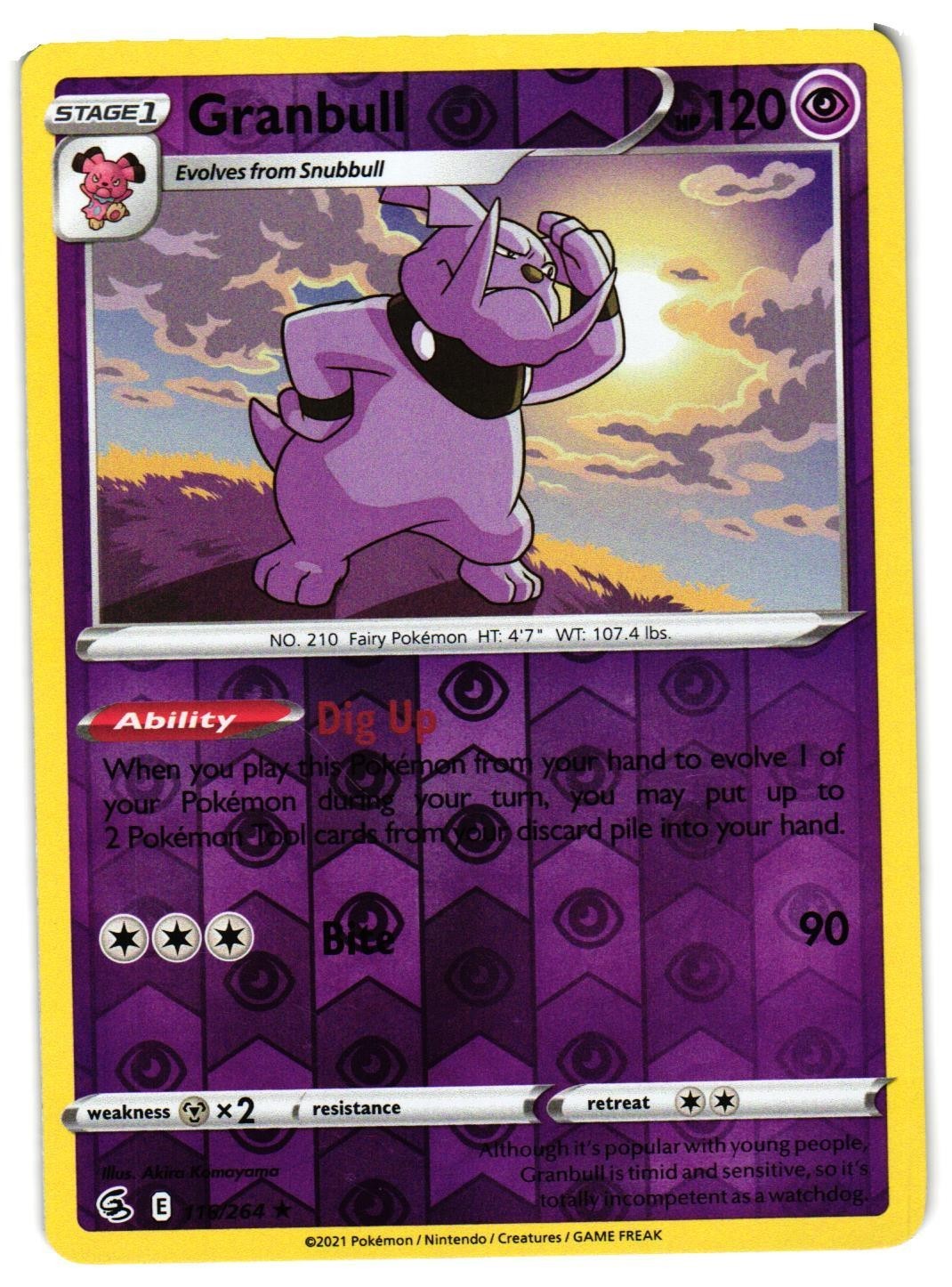 Pokemon TCG Granbull 116/264 Fusion Strike Reverse Holo VLP