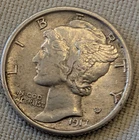 1917 Mercury Dime  Silver Circulated US Coin  Sharp Detail, Free Shipping