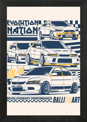 Mitsubishi Lancer Evolution Kunst Gerahmtes Wandbild Poster Leinwanddruck Bild