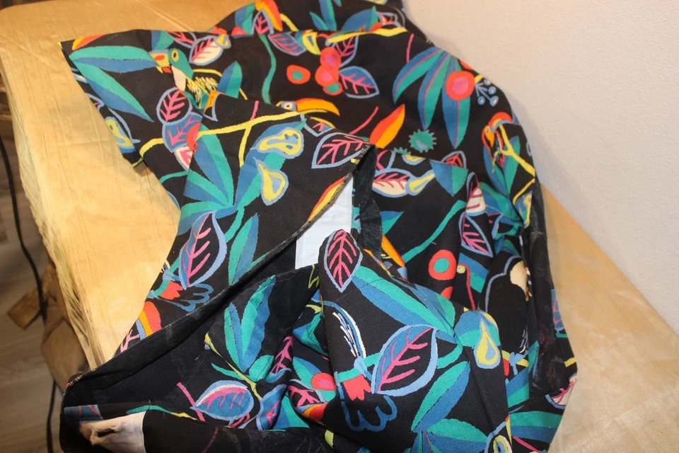 IKEA Stockholm Curtains Drapes BLACK MULTI COLOR TOUCAN VINTAGE MADE IN FRANCE - Image 3 of 4