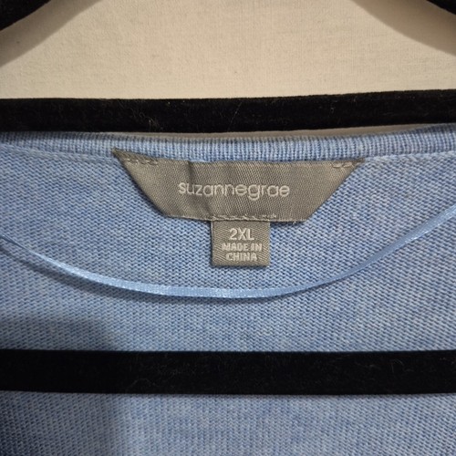 Suzanne Grae Blue Long Sleeve Sweater Jumper 2XL Silver Stars Cotton Viscose - Picture 4 of 5