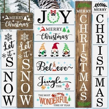 YEAJON 12PCS Christmas Stencils for Painting on Wood, Reusable Merry Christmas