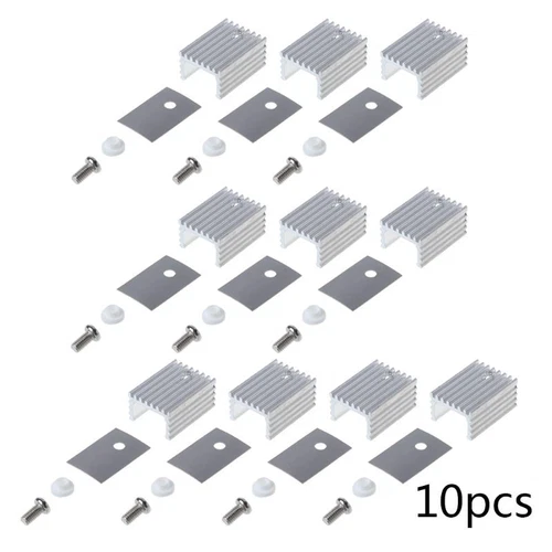10PCS TO-220 Computer Cooler Cooling Radiator Aluminum Sheet Heatsink Transistor
