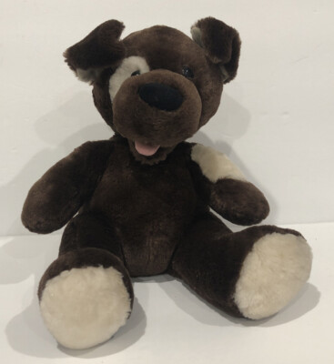 Build A Bear BABW Dark Brown Dog White Eye Patch 15  Plush 2010