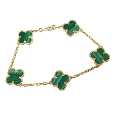 Van Cleef & Arpels Vintage Alhambra Yellow gold Malachite Bracelet