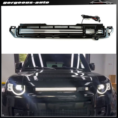 For Defender 90 110 2020-2023 Front Grille Mesh Vent Cover Grille Bar with Light