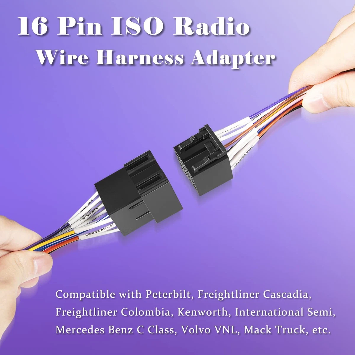  16 Pin ISO Radio Wire Harness Adapter (Pair, Male