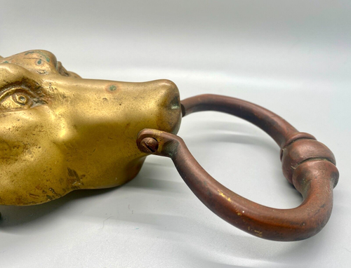 Vintage Solid Brass Fox Wolf Head Door Knocker - Picture 6 of 6