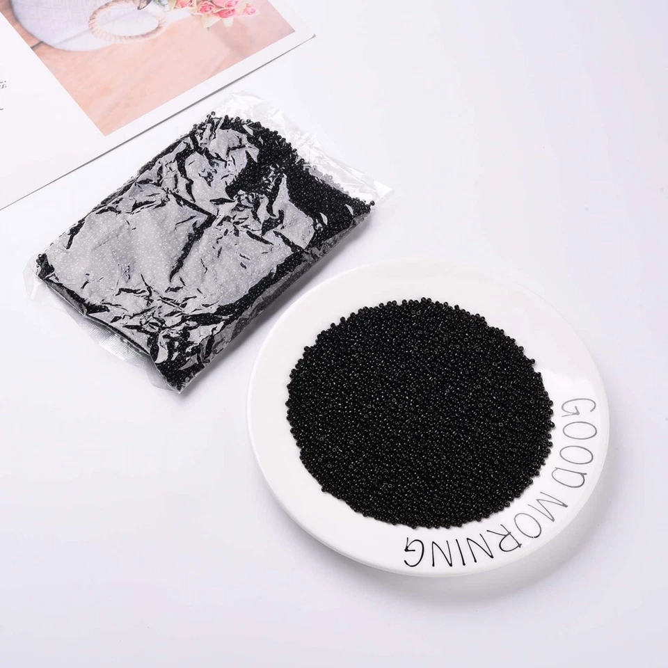 Black Opaque Glass 8/0 3mm Seed Beads  - 50g Approx 1100 pcs Small Spacer Beads - Image 3 of 4