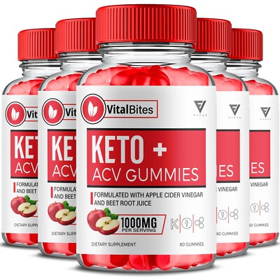 (5 Pack) Vital Bites Keto + ACV Gummies Maximum Strength Reviews (300 Gummies)