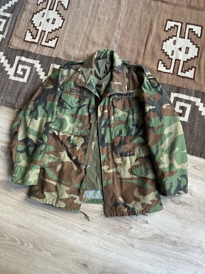 US Army Airborne Vintage 70s M-65 Military Herren Scovill Feldjacke Größe S/M