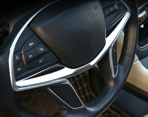 Fit For Cadillac CT6 2016-2020 Chrome Steel Steering Wheel Frame Cover Trim 1PCS - Picture 6 of 7