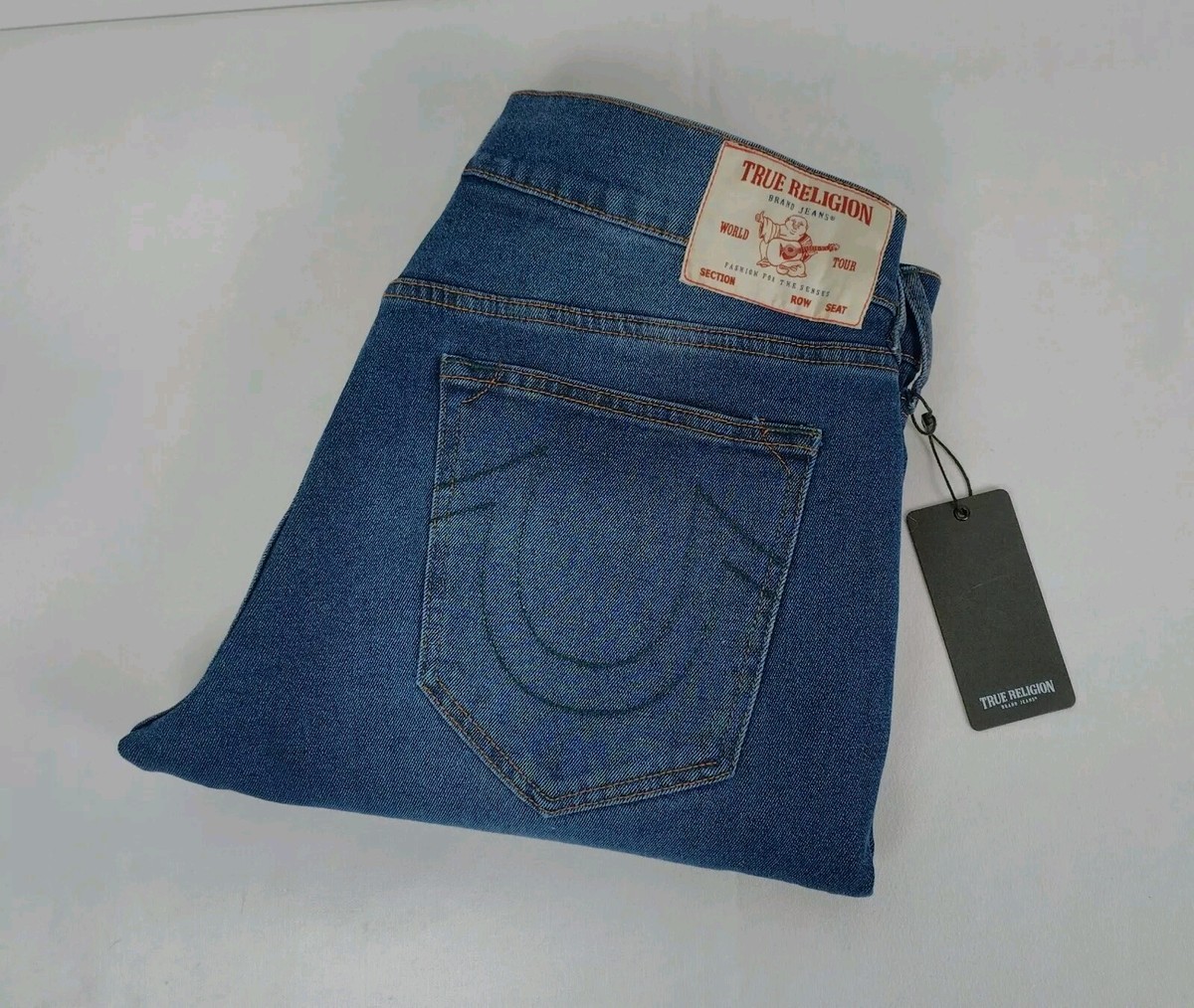 True Religion Mens 36x32 Ricky Relaxed Straight Green Stitch True Religion Mens 36x32 Ricky Relaxed Straight Green Stitch