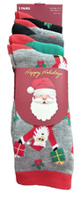 Happy Holidays Christmas Novelty Socks 5 Pairs Size 10-13 Shoe Size 6-12 NEW