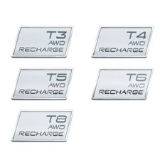 For Volvo T5 AWD Recharge Rear Emblem Boot Trunk Sticker Badge Silver Black