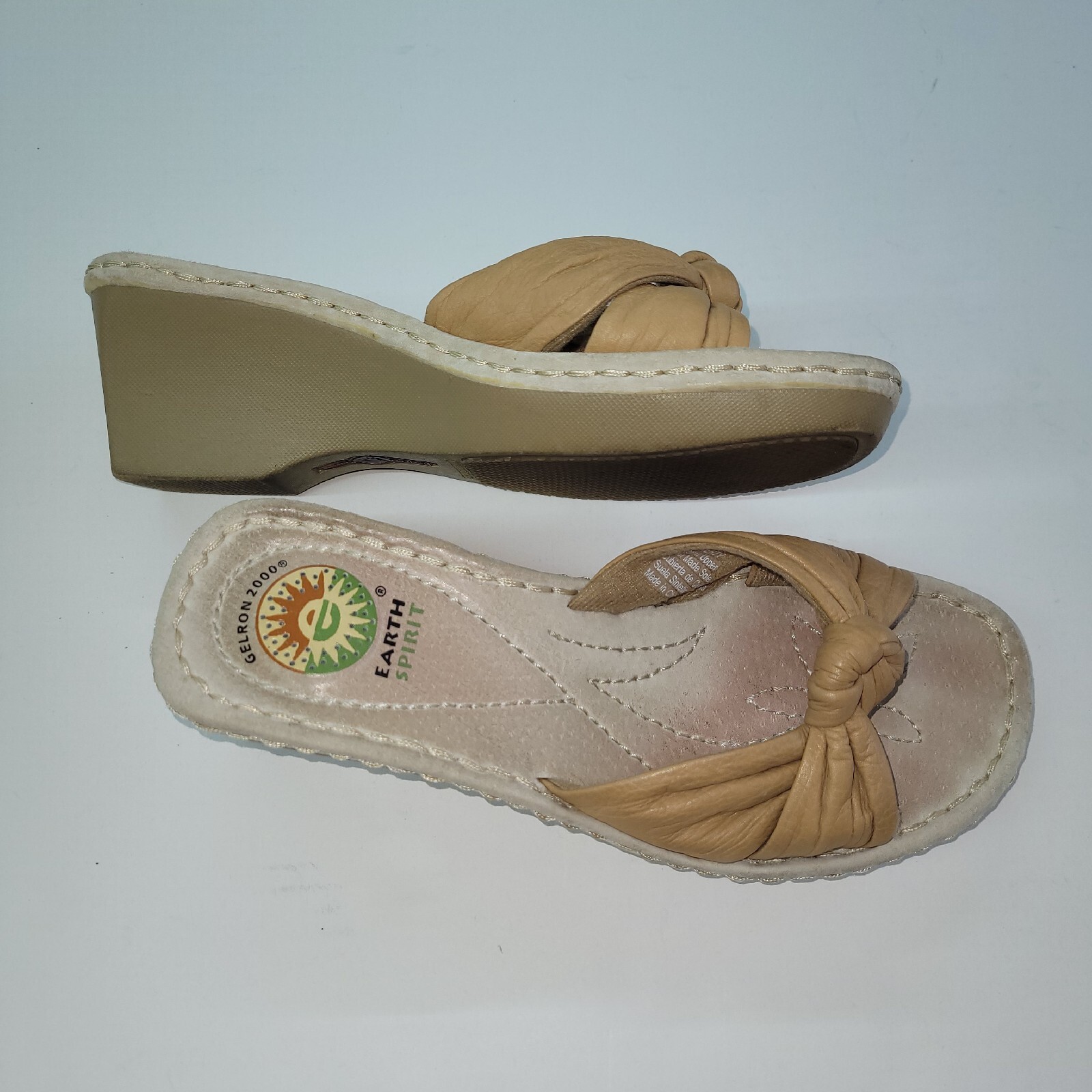 APL Scarpa Earth Spirit donna taglia 7 sandalo liberty pelle marrone nodo tacco 2 5"