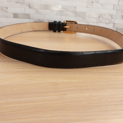 Ritz Elegant Black Leather Belt with Gold Buckle pre owned Exellent cond 27.5 The Ritz Belt Womens Small Black Italian Boxy Leather Basic  main image 2
