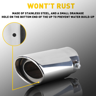 Car Exhaust Pipe Rear Tip Tail Throat Muffler Stainless For