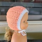 Cute Orange Handmade Knit Bonnet Hat for Baby Girls - Size Newborn to 2 Months — photo 1