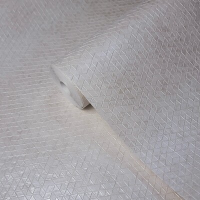 Grayish tan off white cream geo square triangle tiles line textured Wallpaper 3D