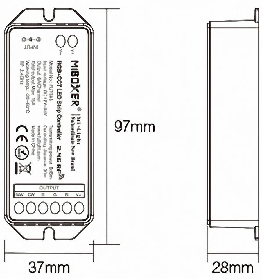 Contrôleur LED Sans Fil 2.4G FUT045 RGB+CCT 12-24V 5 Canaux - Photo 3/4