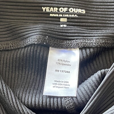 YEAR OF OURS Leggings Women's XS Black Ribbed Side Pocket Gym