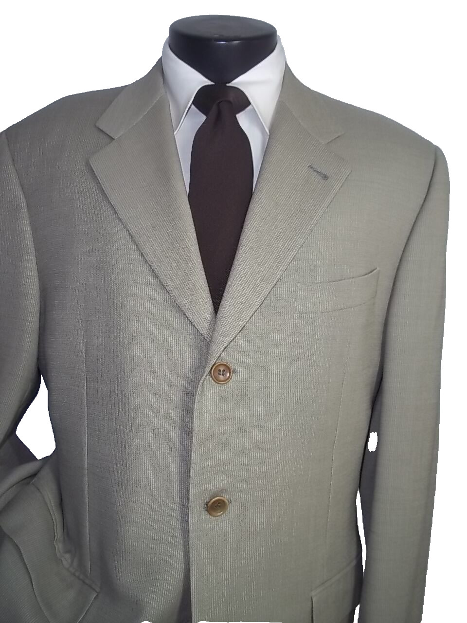 ]] Canali Light Green Pattern 3Button Wool Coat J… - image 4