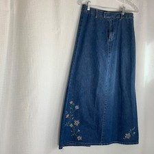 Vintage  90  s denim Modest long skirt size 8 100 cotton