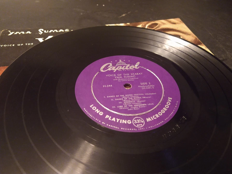 YMA SUMAC VOICE OF THE XTABAY 1952 10" EXOTICA H-244 Inca 33rpm Record  - Image 4 of 4