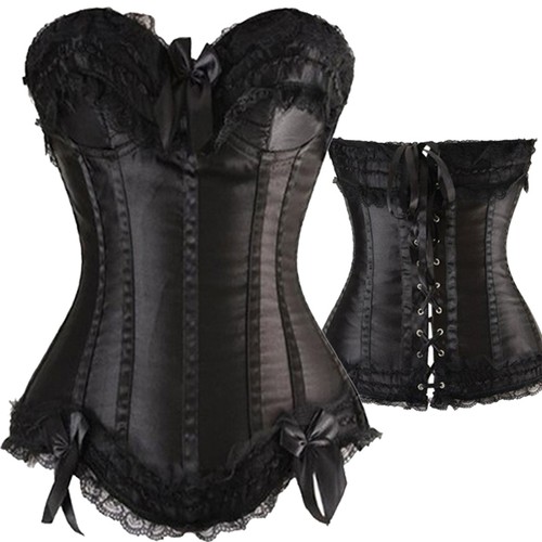 Women Sex Black Corset Dress Bustier Lingerie Costum Slim waist Trainer Cincher - Picture 21 of 42