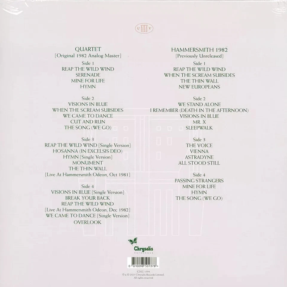 ULTRAVOX LP x 4 Quartet CLEAR VINYL Half-Speed Remastered BOX SET New SEALED - Image 3 of 4