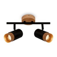 Spotleuchte,Schwarz,Mit Holz, Exkl. 2Xgu10/Max.9W