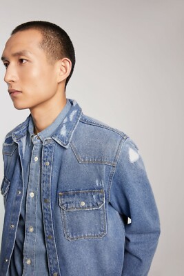 New Zara Ripped Denim Overshirt S Var Colors 2631/350 jeans New Zara Ripped Denim Overshirt S Var Colors 2631/350 jeans