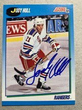 1991-92 Score #524 Jody Hull AUTOGRAPHED Card - New York Rangers