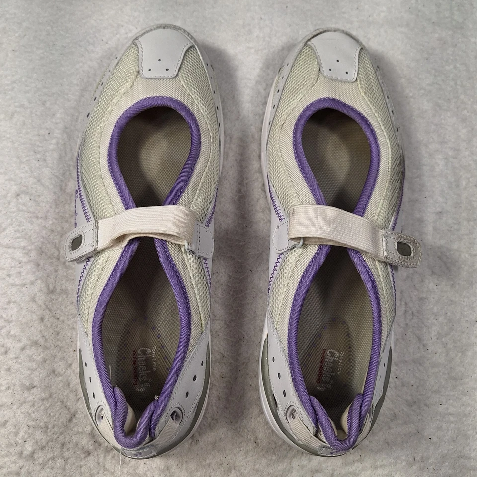 Tênis Cheeks Tony Little Feminino 11 M Branco Roxo Mary Jane Alça Ajustável - Imagem 4 de 4