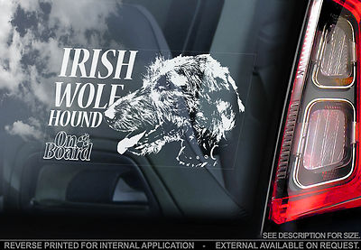 Irish Wolfhound - Auto Fenster Aufkleber - Wolf Hund an Bord Hund Schild Geschenk - TYP2