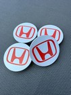 HONDA SET OF 4 Silver-Red 69 mm/2.72in Wheel Center Caps - FITS MOST MODELS