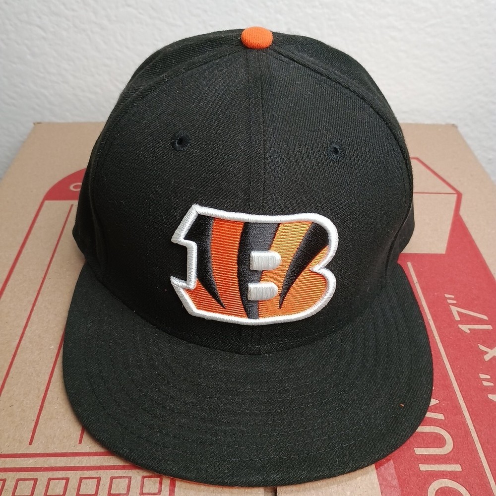 Cincinnati Bengals Hat Cap NFL New Era Fitted Black & Orange Logo Preowned