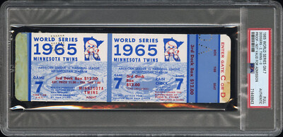 1965 WORLD SERIES GAME 7 DODGERS TITLE #4 FULL PROOF TICKET SANDY