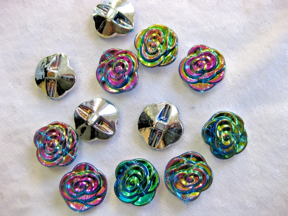 8 Knöpfe Blumen Rosen 20 mm, verschiedene Farben, Farbe wählbar K88.2E - Bild 2 von 4