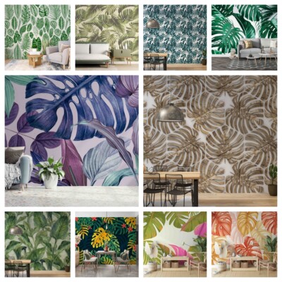 3D Tropical Leaves Color Self-adhesive Wallpaper Removable Wallpaper Wall Mural