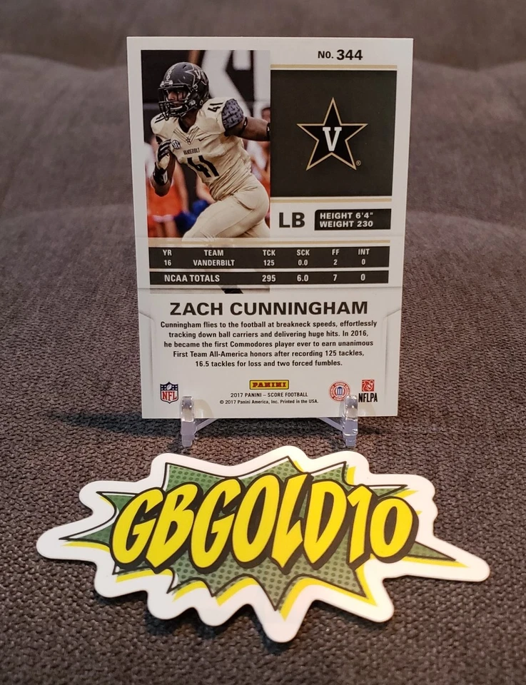 2017 Score Red Zone #344 Zach Cunningham /20 Rookie Card RC - Image 2 of 3