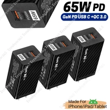 65W GaN USB Type C Charger QC PD QC 3.0 Laptop Adapter For iPhone Samsung Brick