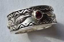 Sterling Silver Garnet Spinner Ring Size 5.75
