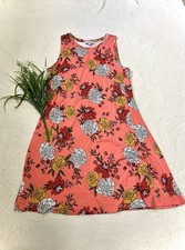LOFT Coral Floral Shift Trapeze Dress - Medium