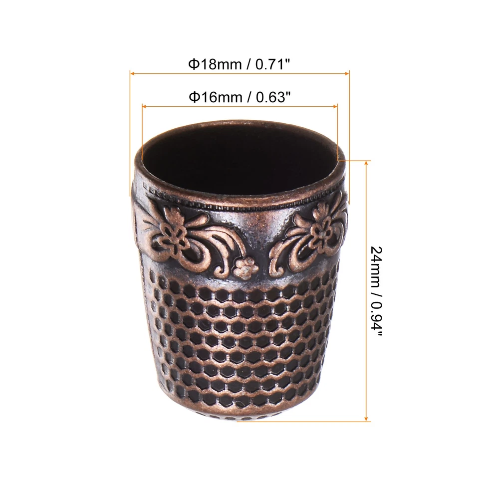 4pcs Sewing Thimble Copper Sewing Thimble Finger Protector, Red Bronze Foto 2 de 4